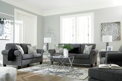 Ashley Furniture Agleno Charcoal Sofa&Love w/Nailhead Trim