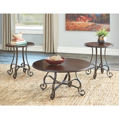 Ashley Furniture - Carshaw Round Traditional Coffee & End Tables Set
