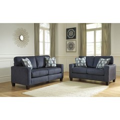 Ashley Furniture - Burgos Navy Sofa and Loveseat