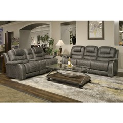 PowerRomelle Graphite Quilted Rcl Sofa&Love w/Cnsl