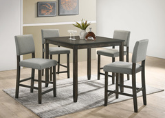 CrownMark - Derick Counter High Grey Dinette w/4 Chairs