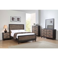 Tacoma 2 Tone Queen Bed, D/M, Nightstand, & Chest