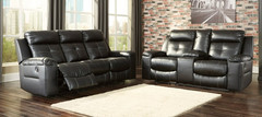 Ashley Furniture - Kempton Black Reclining Sofa & Console Love
